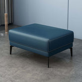 Blue faux leather entryway bench with upholstered ottoman for stylish home decor